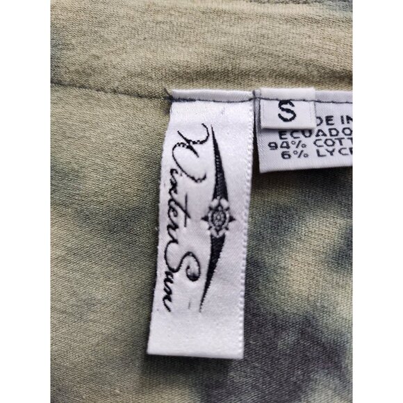 Winter Sun Womens Wearable Art Tunic Top Small Green Floral Asymmetrical Casual - Picture 3 of 9